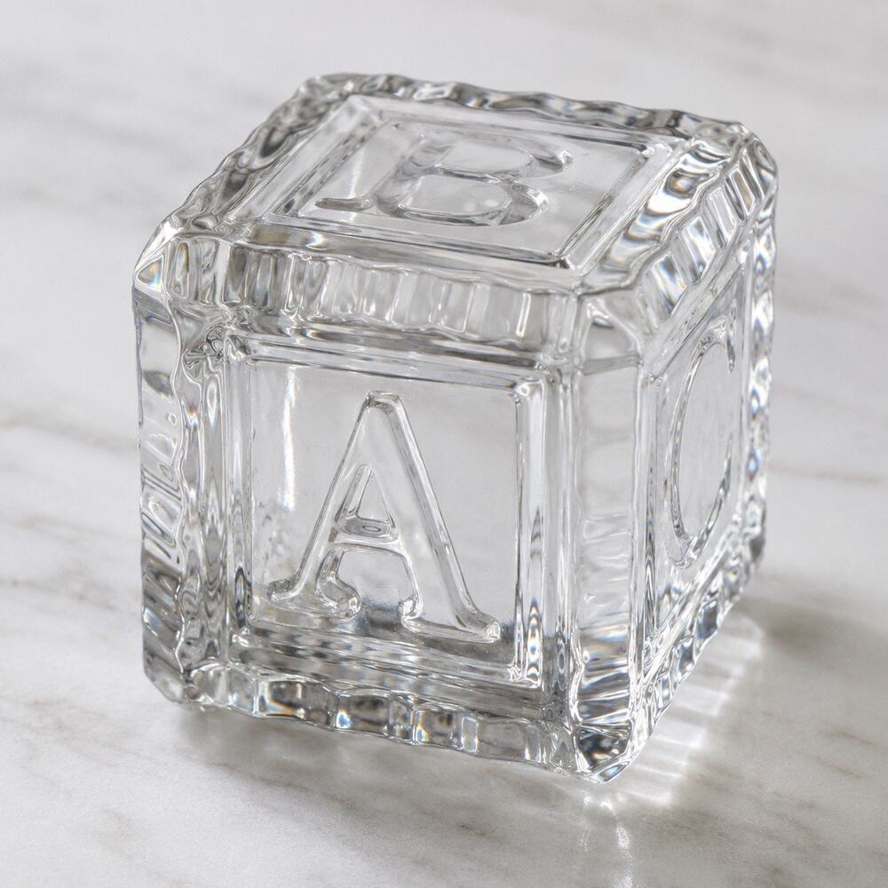 Waterford Crystal ABC Alphabet Baby Block Paperweight Signed Ireland 2"
